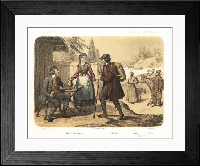 Framed Print : Costumes of Norway and Sweden, 1858 Framed Print : Costumes of Norway and Sweden, 1858