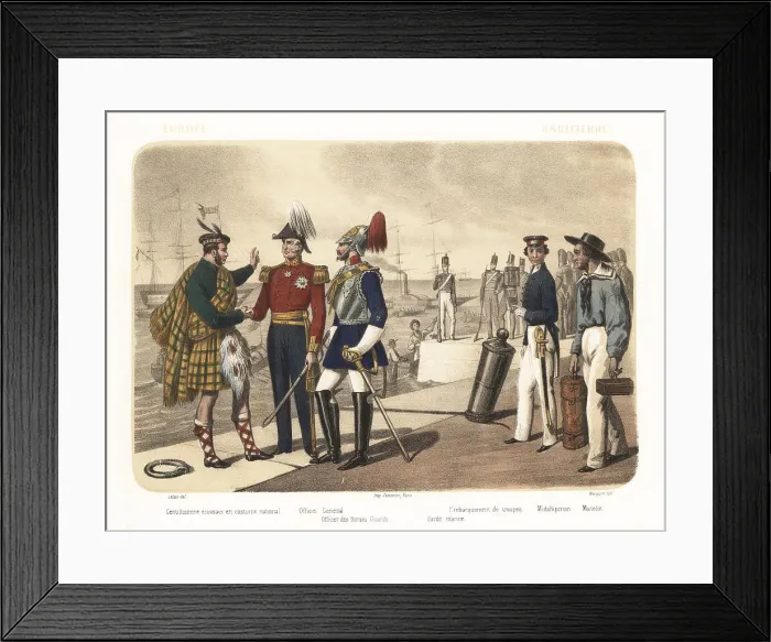 Framed Print : Military costumes of England and Scotland, 1858 Framed Print : Military costumes of England and Scotland, 1858