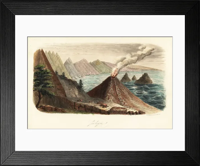 Framed Print : Volcano, mountains and basalt pillars Framed Print : Volcano, mountains and basalt pillars