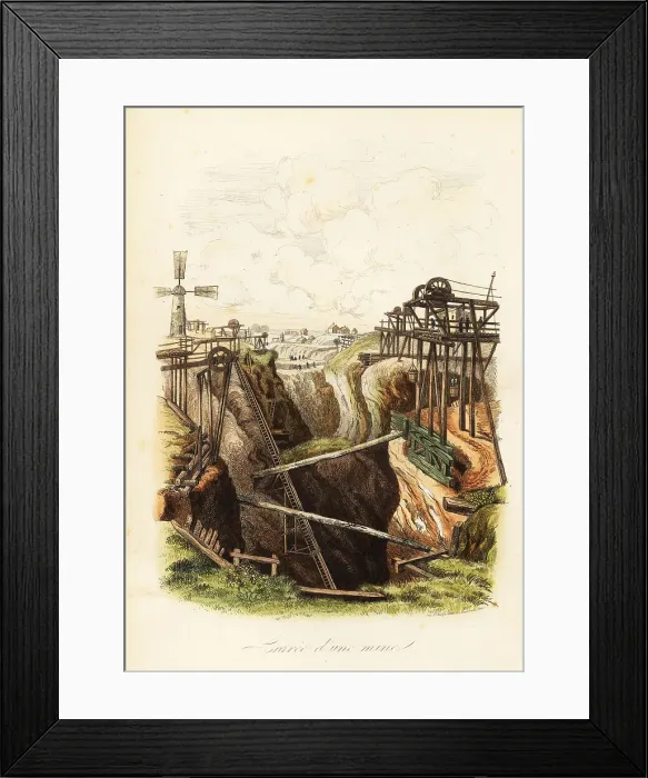 Framed Print : View of an 18th century iron mine at Dannemora, Upland, Sweden Framed Print : View of an 18th century iron mine at Dannemora, Upland, Sweden