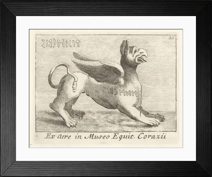 Framed Print : Etruscan bronze figure of a gryphon, a mythical beast Framed Print : Etruscan bronze figure of a gryphon, a mythical beast