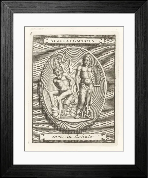 Framed Print : Greek god Apollo with the satyr Marsyas Framed Print : Greek god Apollo with the satyr Marsyas