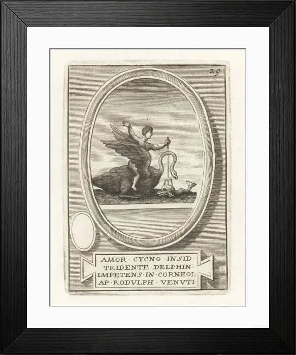 Framed Print : Roman god Amor attacking a dolphin Framed Print : Roman god Amor attacking a dolphin