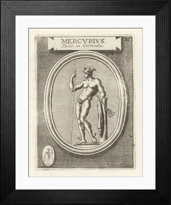 Framed Print : Roman god Mercury with caduceus and winged hat Framed Print : Roman god Mercury with caduceus and winged hat