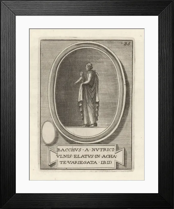 Framed Print : A nurse holding the Roman god of wine Bacchus Framed Print : A nurse holding the Roman god of wine Bacchus