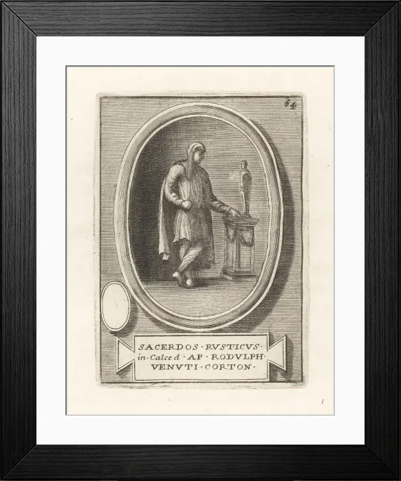 Framed Print : Priest in peasant dress before an altar (perhaps to Priapus) Framed Print : Priest in peasant dress before an altar (perhaps to Priapus)