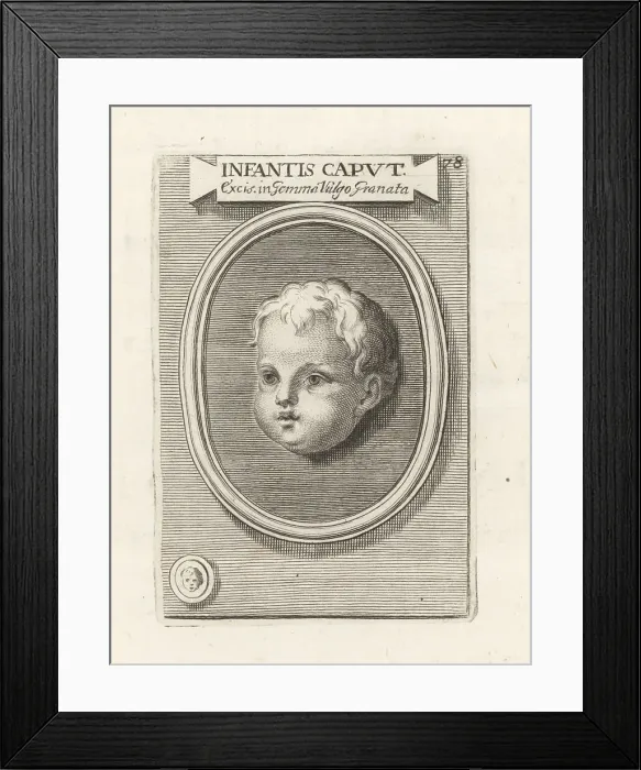 Framed Print : Head of a child from an engraved garnet gem Framed Print : Head of a child from an engraved garnet gem