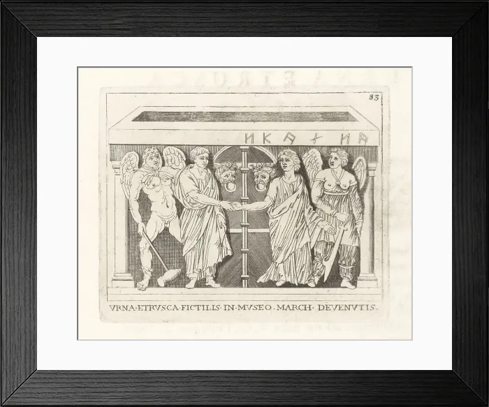 Framed Print : Bride and groom with winged deities from an Etruscan urn Framed Print : Bride and groom with winged deities from an Etruscan urn