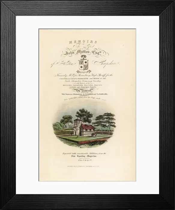 Framed Print : Title page with calligraphic title and vignette of English Tudor Framed Print : Title page with calligraphic title and vignette of English Tudor