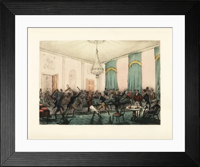 Framed Print : English gentlemen gamblers rioting in a gambling hell Framed Print : English gentlemen gamblers rioting in a gambling hell