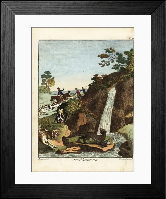 Framed Print : Otter Hunting, 18th century Framed Print : Otter Hunting, 18th century