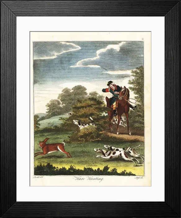 Framed Print : Hare hunting, 18th century Framed Print : Hare hunting, 18th century