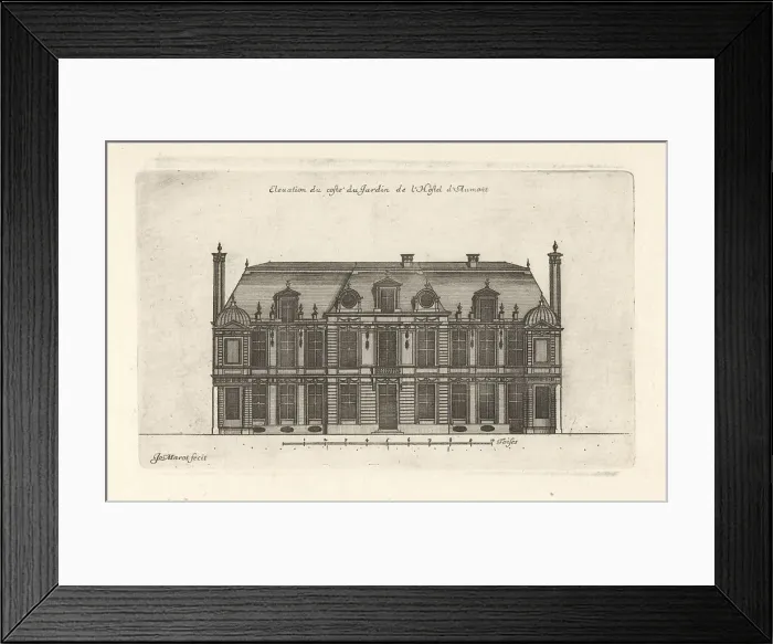 Framed Print : Elevation of the garden side of the Hotel d'Aumont, Paris Framed Print : Elevation of the garden side of the Hotel d'Aumont, Paris