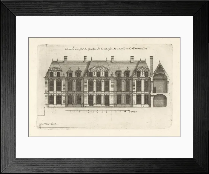 Framed Print : Elevation of the garden side of the Hotel de Bretonvilliers, Par Framed Print : Elevation of the garden side of the Hotel de Bretonvilliers, Par