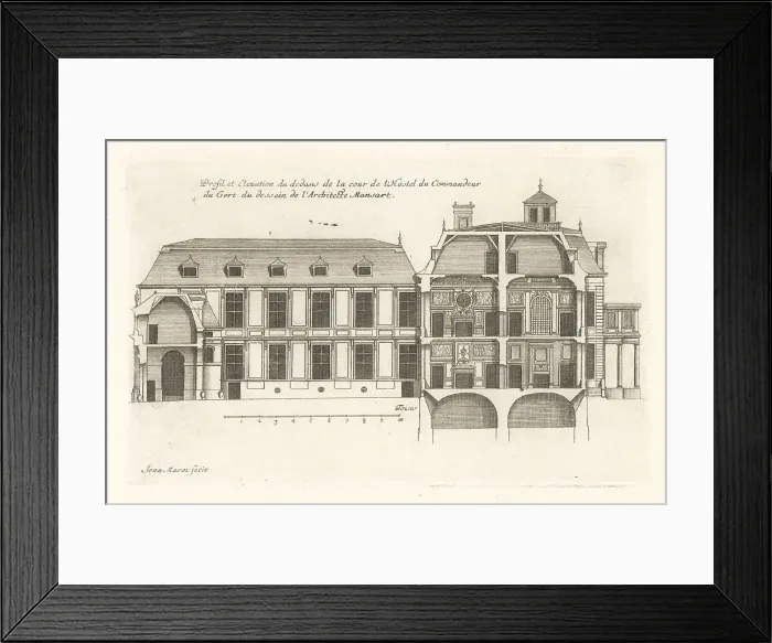 Framed Print : Profile and elevation of the courtyard in the Hotel de Jars, Par Framed Print : Profile and elevation of the courtyard in the Hotel de Jars, Par