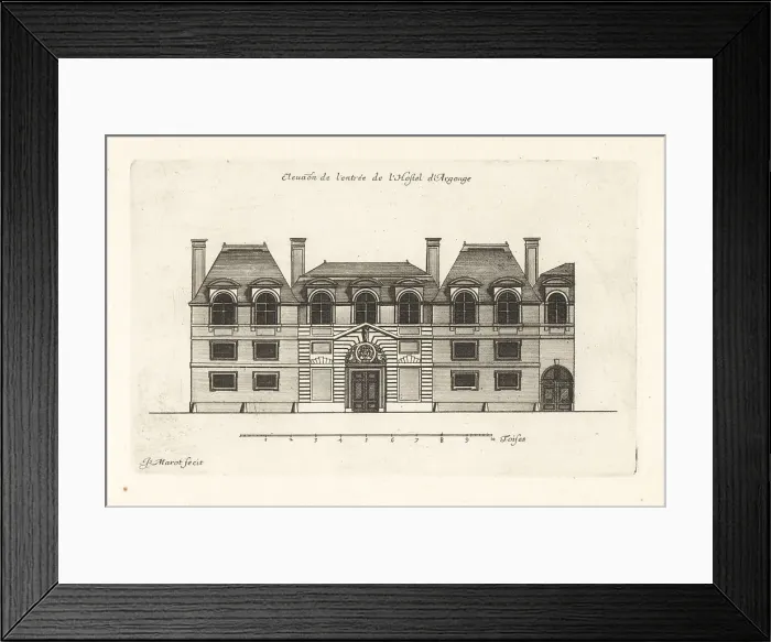 Framed Print : Elevation of the entrance to the Hotel de Carnavalet, Paris