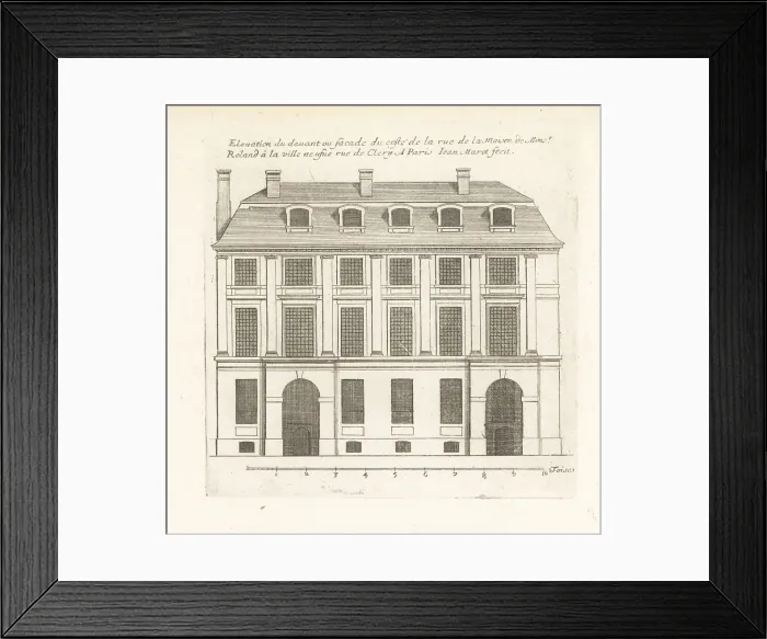 Framed Print : Elevation of the front facade of Mr. Roland's house, Paris Framed Print : Elevation of the front facade of Mr. Roland's house, Paris