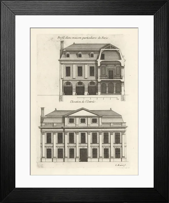 Framed Print : Section of a grand house in Paris; elevation of the entrance Framed Print : Section of a grand house in Paris; elevation of the entrance