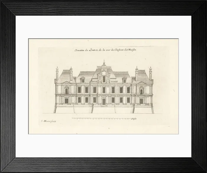 Framed Print : Elevation of the entrance to the courtyard of Chateau de Maisons Framed Print : Elevation of the entrance to the courtyard of Chateau de Maisons