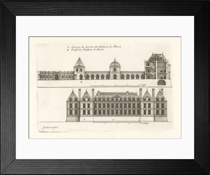 Framed Print : Elevation and profile of the Chateau des Ducs de La Tremoille