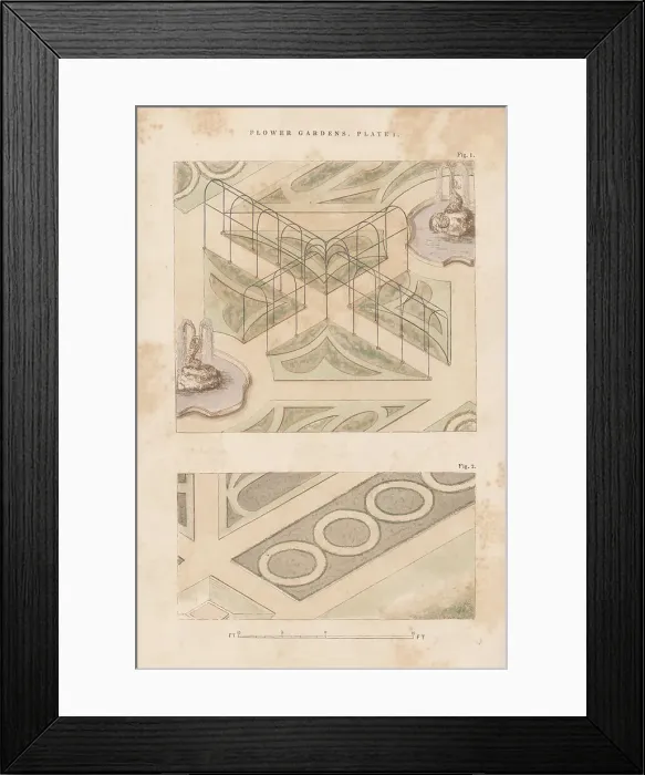 Framed Print : Victorian garden plans Framed Print : Victorian garden plans