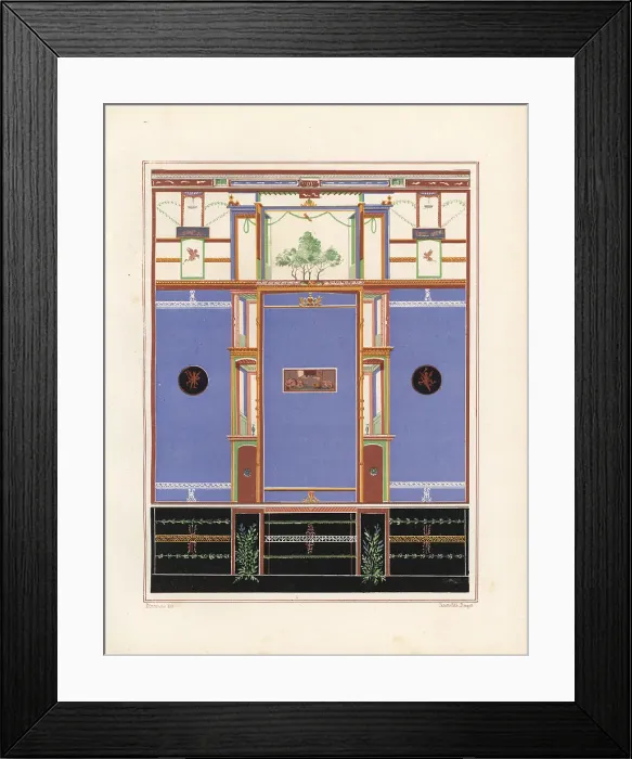 Framed Print : Wall painting in the third style from a house in Pompeii Framed Print : Wall painting in the third style from a house in Pompeii