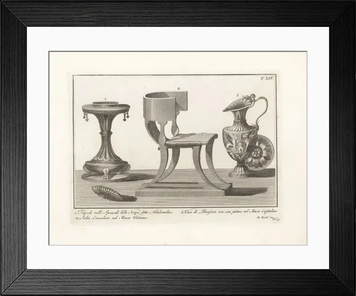 Framed Print : Wedding tripod, consular chair and ewer Framed Print : Wedding tripod, consular chair and ewer