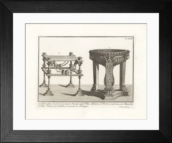Framed Print : Greek bath tub and Etruscan chair Framed Print : Greek bath tub and Etruscan chair