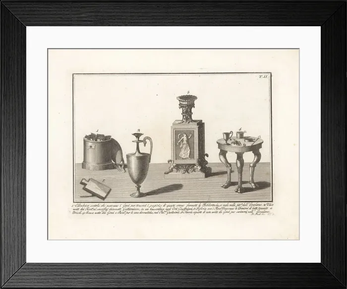 Framed Print : Box for scrolls, ewer, bowl, table and tablet Framed Print : Box for scrolls, ewer, bowl, table and tablet