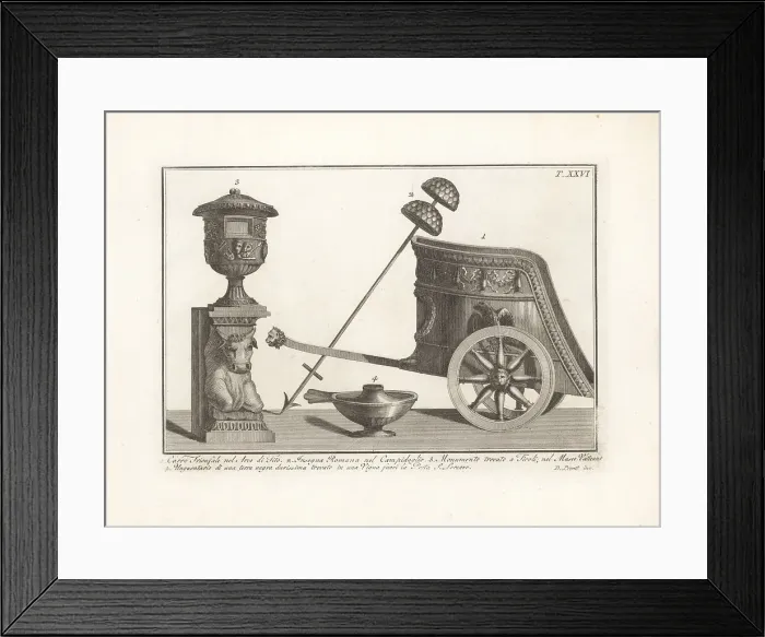 Framed Print : Triumphal chariot, signum, monument and unguentarium Framed Print : Triumphal chariot, signum, monument and unguentarium