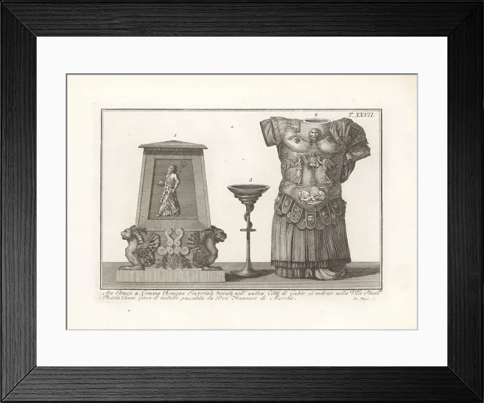 Framed Print : Etruscan altar, Imperial Roman cuirass and Greek cup Framed Print : Etruscan altar, Imperial Roman cuirass and Greek cup