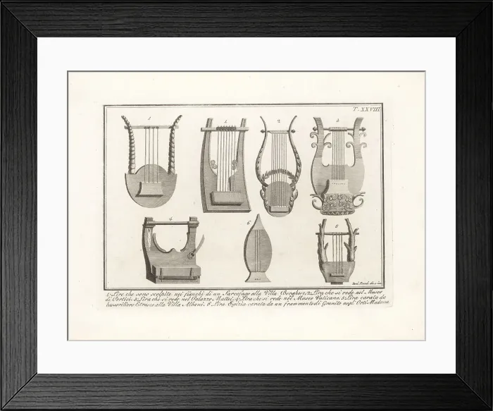 Framed Print : Ancient Roman and Egyptian lyres Framed Print : Ancient Roman and Egyptian lyres