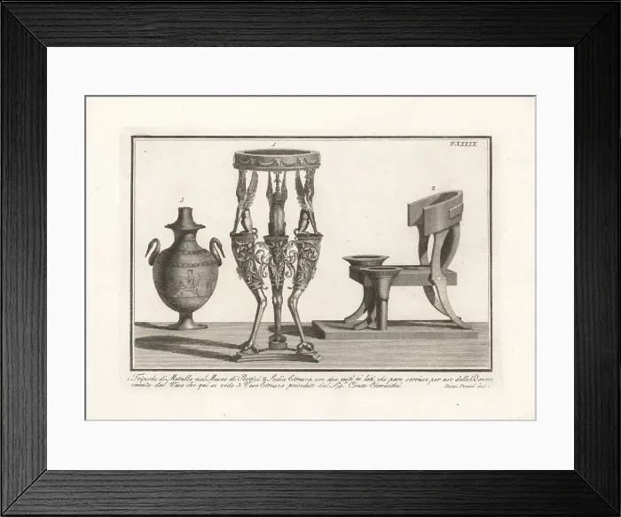 Framed Print : Roman tripod, Etruscan chair and vase Framed Print : Roman tripod, Etruscan chair and vase
