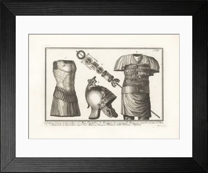 Framed Print : Etruscan cuirass, Roman charioteer armour, helmet, etc Framed Print : Etruscan cuirass, Roman charioteer armour, helmet, etc