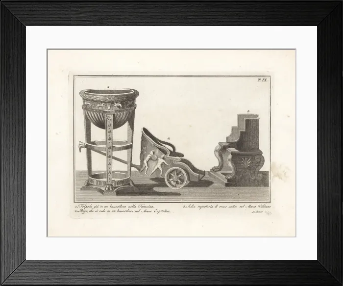 Framed Print : Roman tripod, chariot and repertory chair Framed Print : Roman tripod, chariot and repertory chair