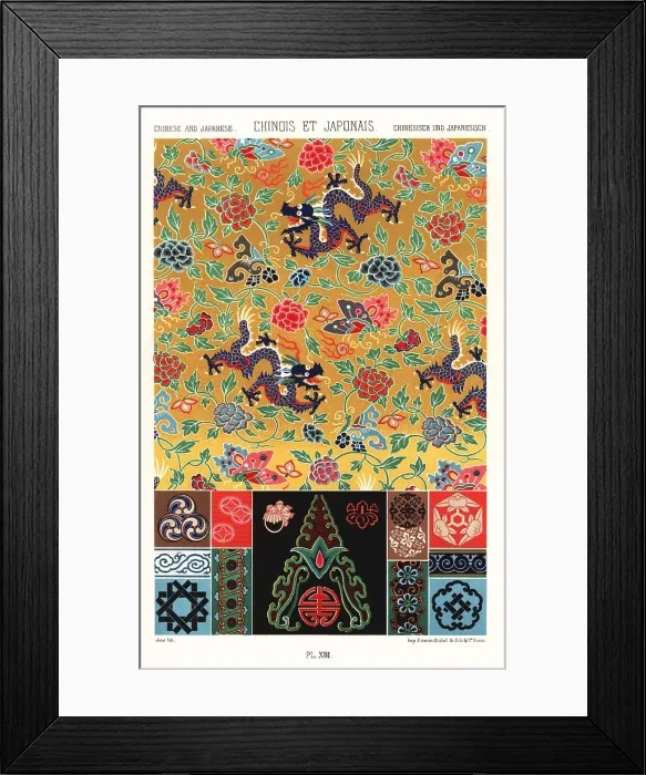 Framed Print : Chinese and Japanese art: silk designs Framed Print : Chinese and Japanese art: silk designs