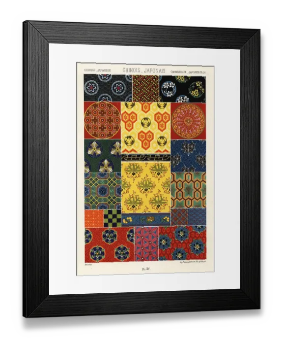 Framed Print : Chinese and Japanese art: Running ornamentation