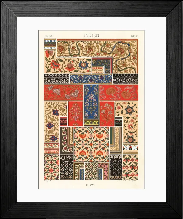 Framed Print : Indian art: flora and running ornaments Framed Print : Indian art: flora and running ornaments