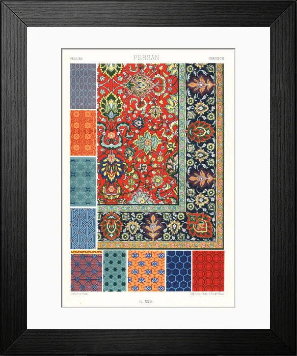 Framed Print : Persian art: tapestry carpet and illuminated manuscript patterns Framed Print : Persian art: tapestry carpet and illuminated manuscript patterns