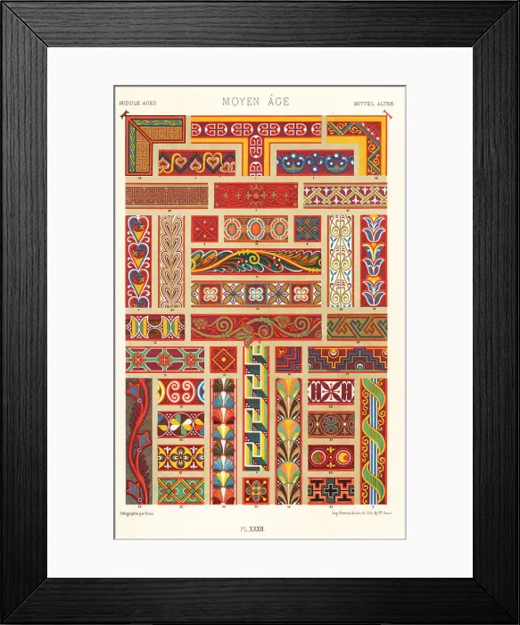 Framed Print : Art of the Middle Ages: Manuscript decorations, 8th century Framed Print : Art of the Middle Ages: Manuscript decorations, 8th century