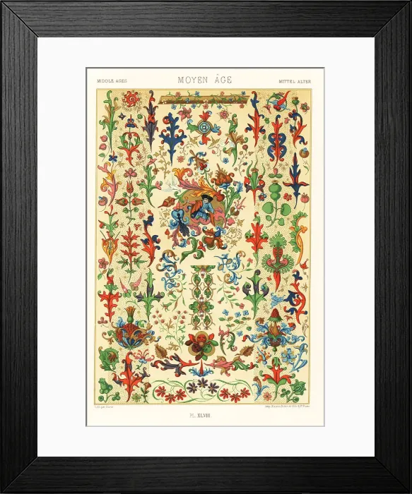 Framed Print : Middle Ages: conventional flora and flower work, 15th century Framed Print : Middle Ages: conventional flora and flower work, 15th century