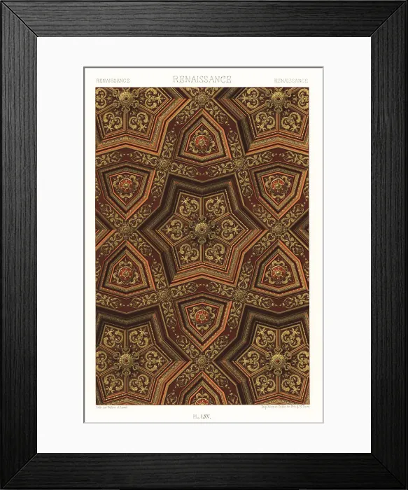 Framed Print : Renaissance art: ceiling with gilded compartments, 16th century Framed Print : Renaissance art: ceiling with gilded compartments, 16th century