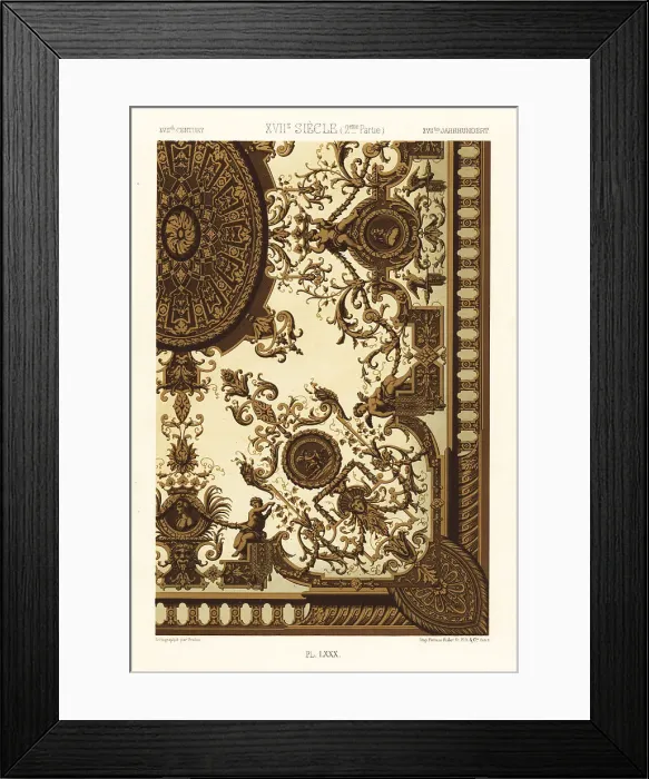 Framed Print : Arched gilded ceiling, 17th century Framed Print : Arched gilded ceiling, 17th century
