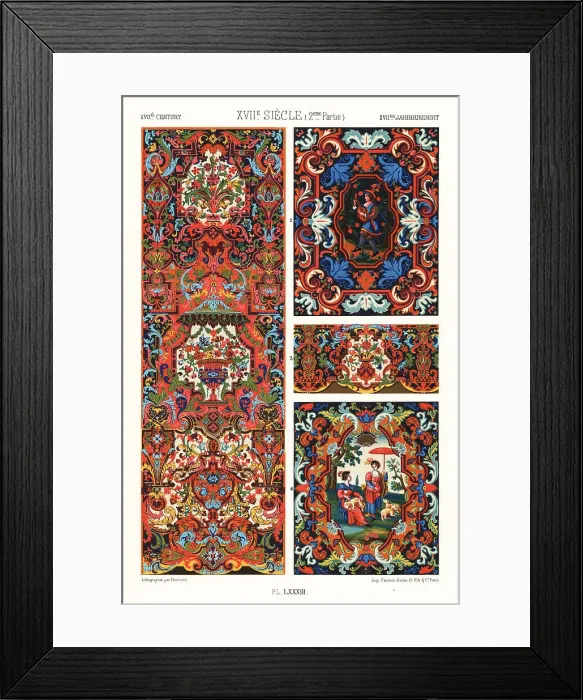 Framed Print : Tapestries and borders, 17th century Framed Print : Tapestries and borders, 17th century