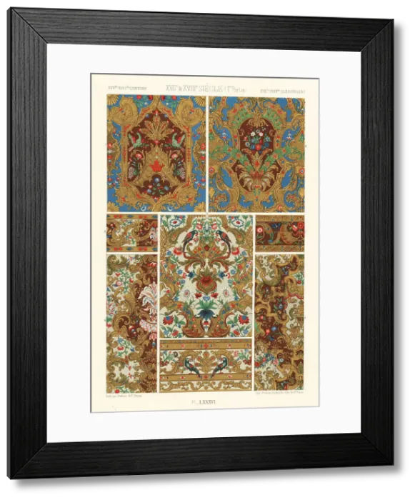 Framed Print : Gilded leather and borders, 17th and 18th centuries Framed Print : Gilded leather and borders, 17th and 18th centuries