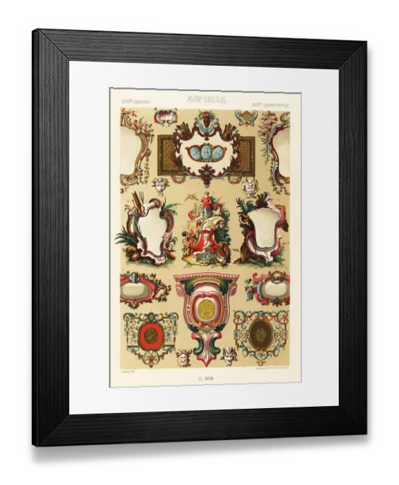 Framed Print : Cartouches for books, bookplates, camaieu, 18th century Framed Print : Cartouches for books, bookplates, camaieu, 18th century
