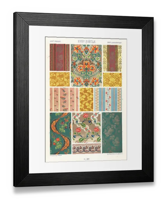 Framed Print : Silk patterns for furniture and walls, 18th century Framed Print : Silk patterns for furniture and walls, 18th century