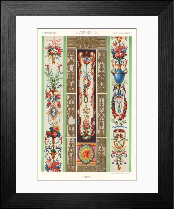 Framed Print : Tapestries and damaskeenings, 18th century Framed Print : Tapestries and damaskeenings, 18th century