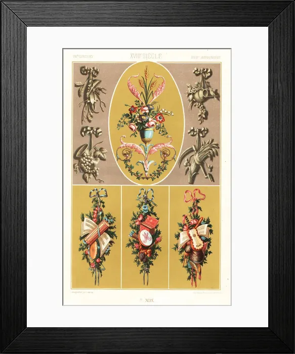 Framed Print : Trophies and bouquets, 18th century Framed Print : Trophies and bouquets, 18th century