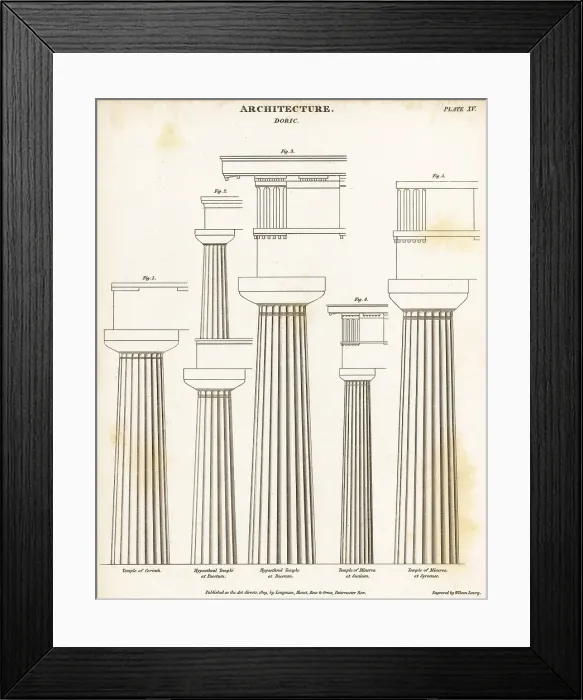 Framed Print : Examples of Doric pillars or columns, classical architecture Framed Print : Examples of Doric pillars or columns, classical architecture